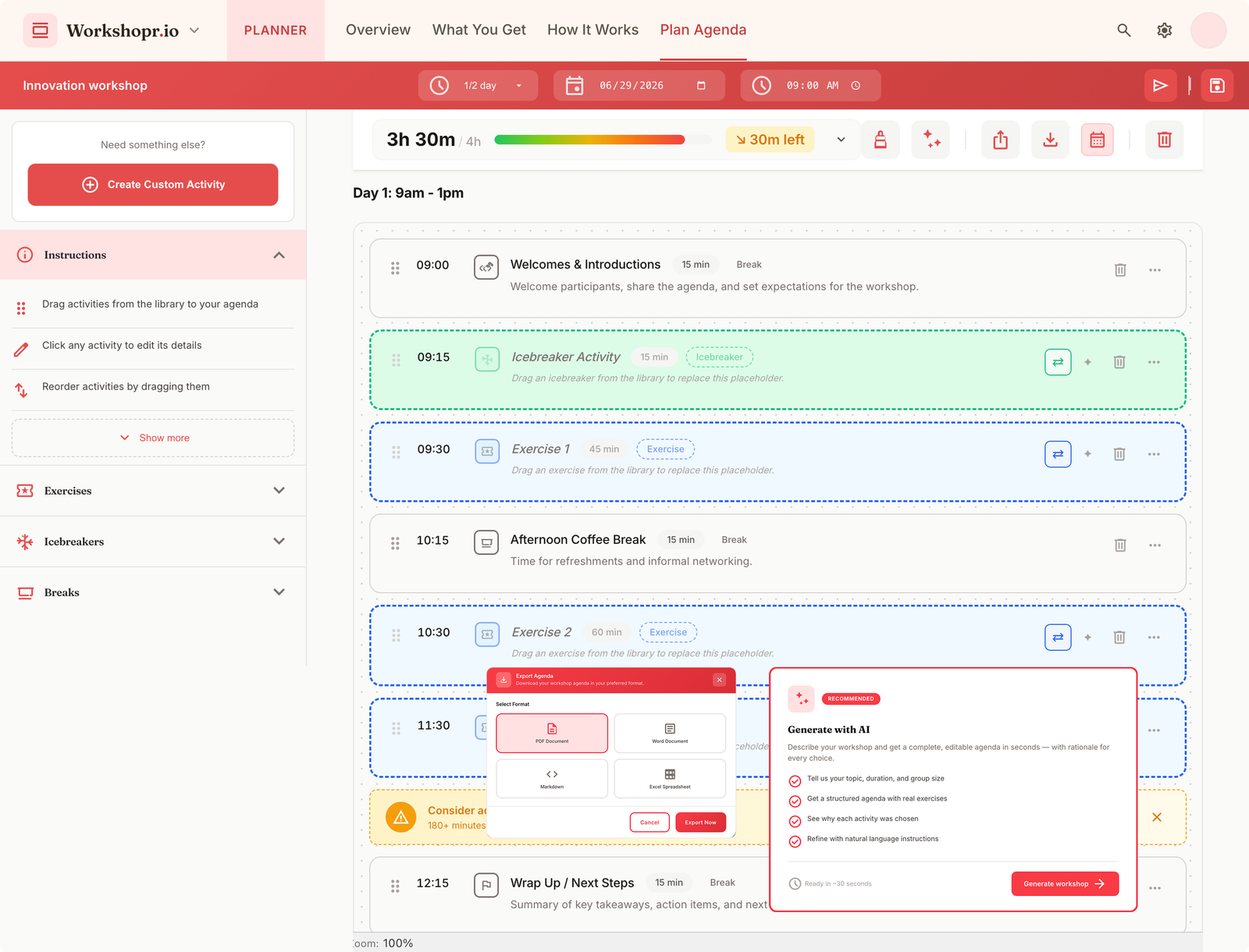 Workshopr.io app screens